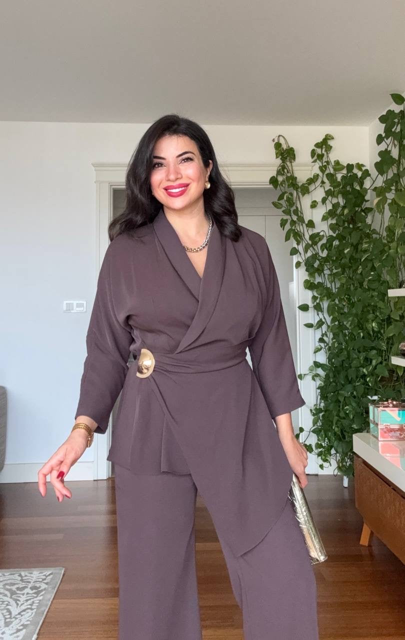 KRUVAZE TOKALΙ BLAZER TAKIM - MOKA KAHVE