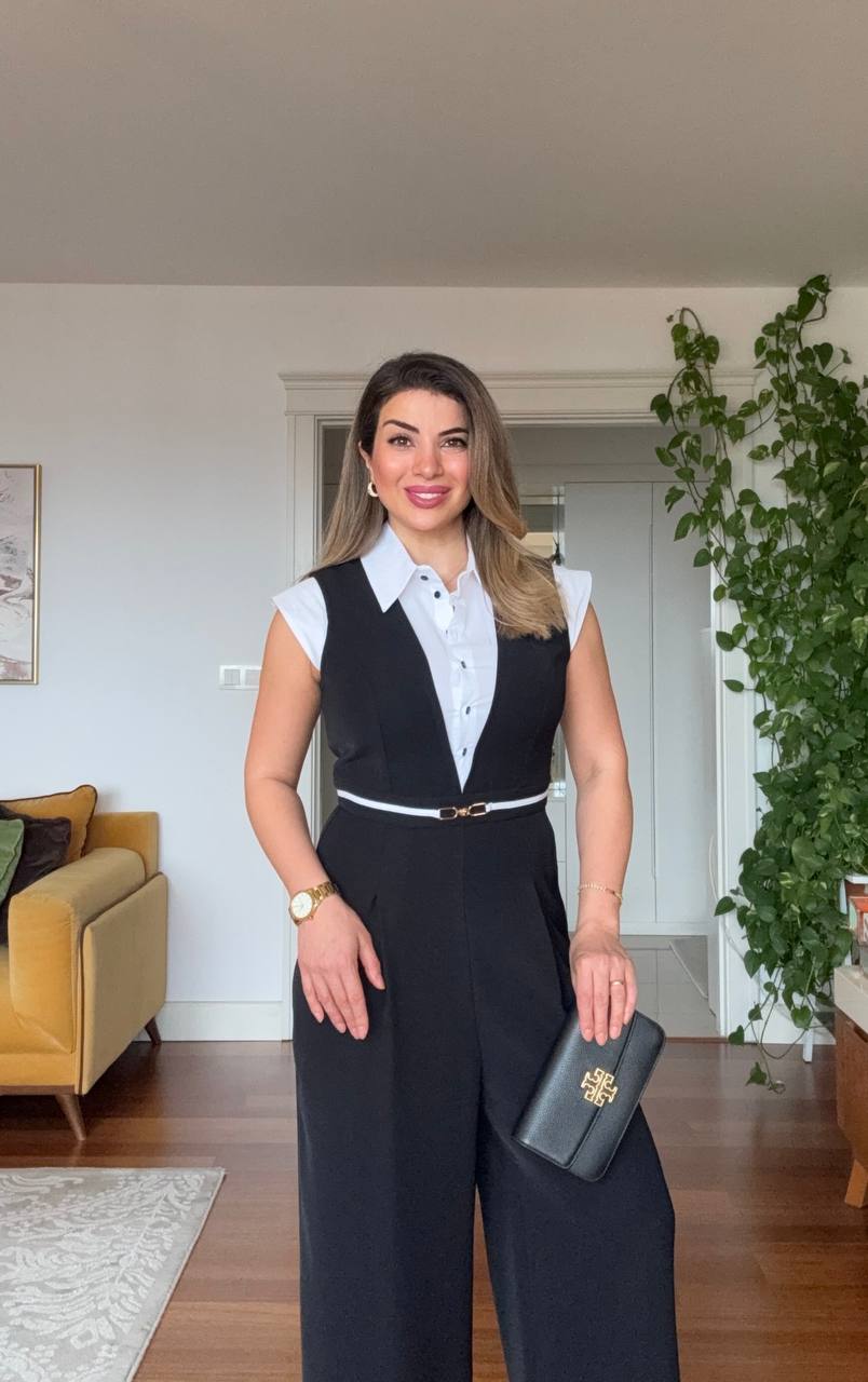 GÖMLEK YAKALI CEKET GÖRÜNÜMLÜ TULUM - SİYAH