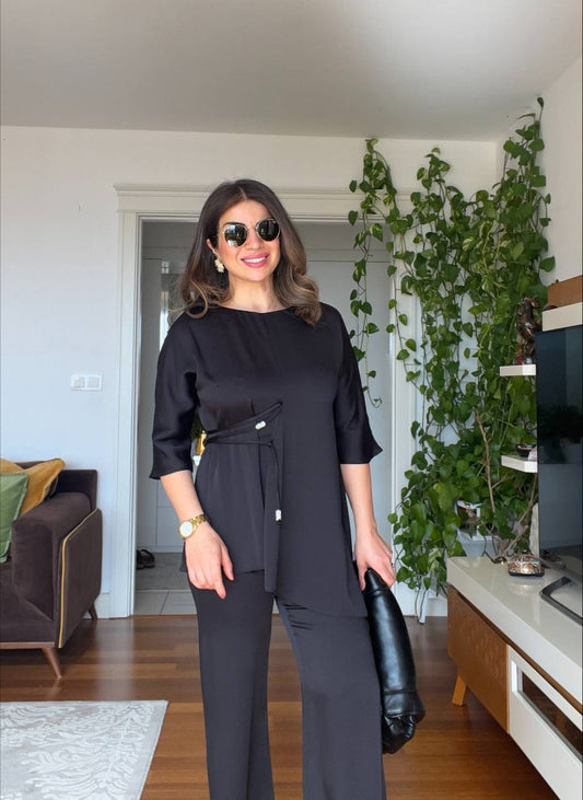 ASİMETRİK KESİM TAKIM - SİYAH