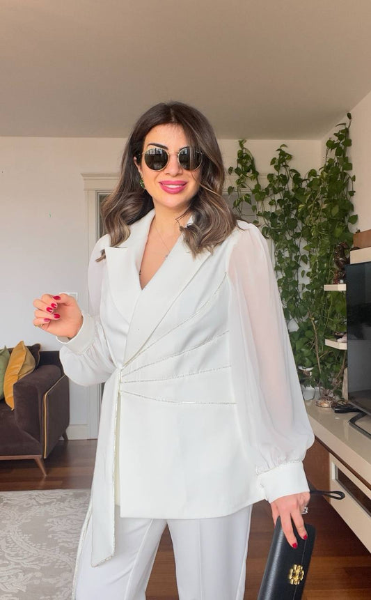 BEL KUŞAKLI TAKIM - BEYAZ