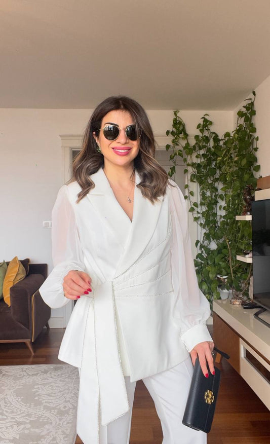 BEL KUŞAKLI TAKIM - BEYAZ