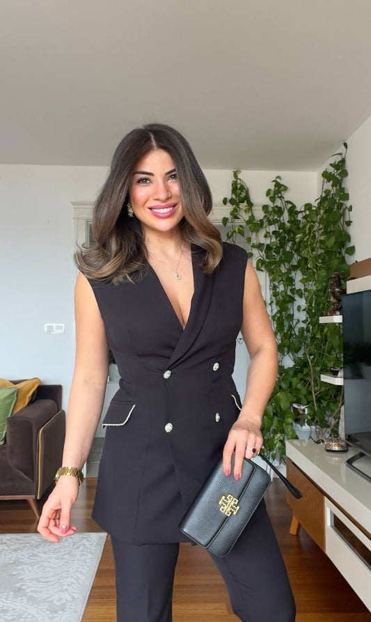 V YAKA TAKIM - SİYAH