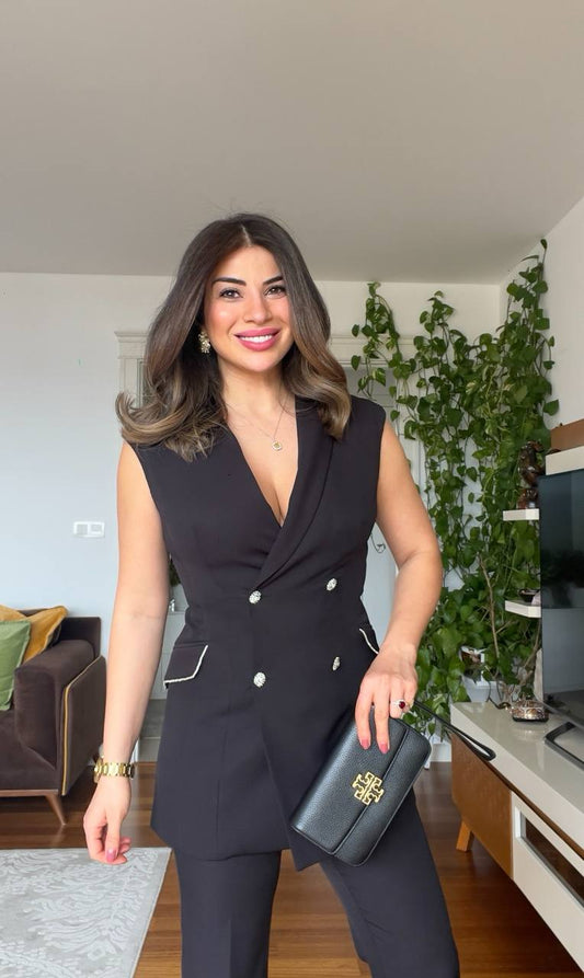 V YAKA TAKIM - SİYAH