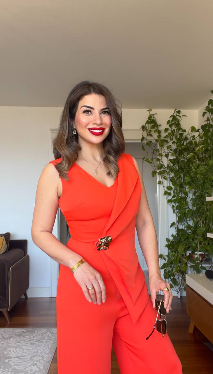 ASİMETRİK TOKALI TULUM - NAR ÇİÇEĞİ