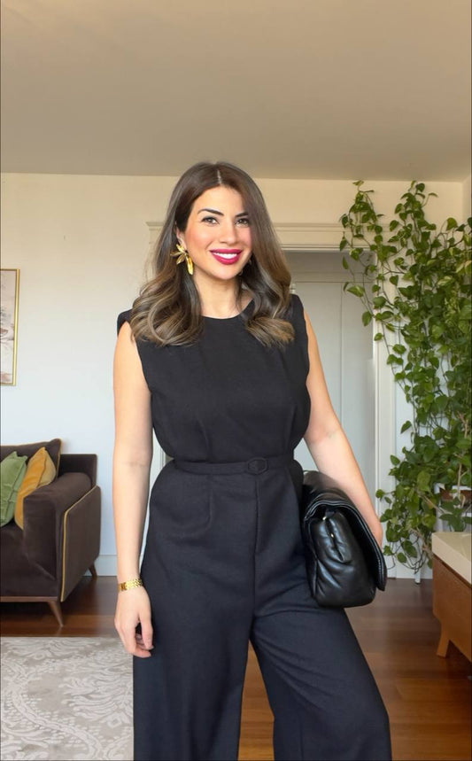 KEMERLİ KOLSUZ TULUM - SİYAH