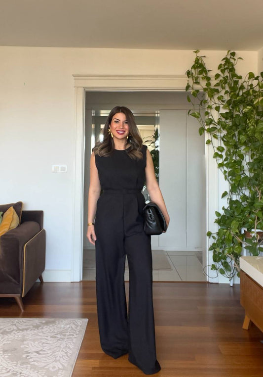 KEMERLİ KOLSUZ TULUM - SİYAH