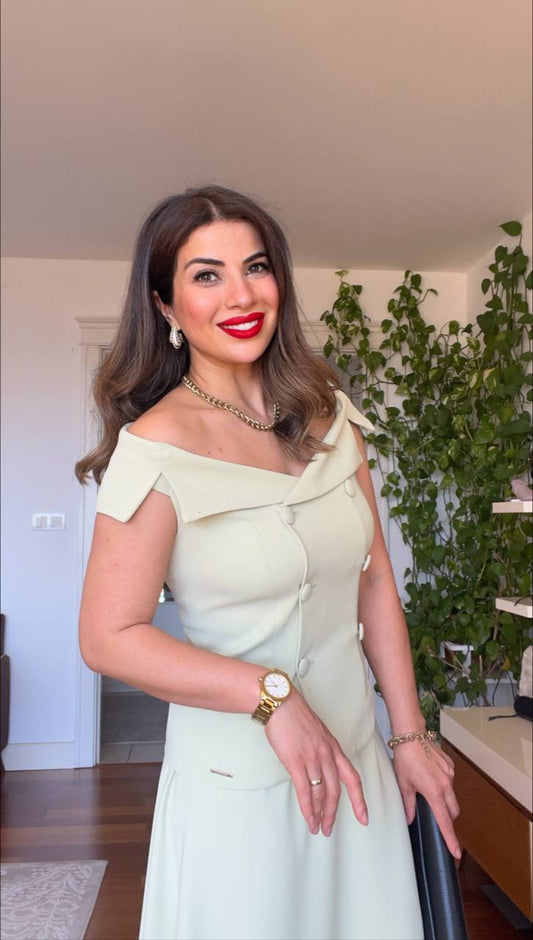 DÜĞME DETAYLI OMUZ AÇIK İKİLİ TAKIM - MİNT