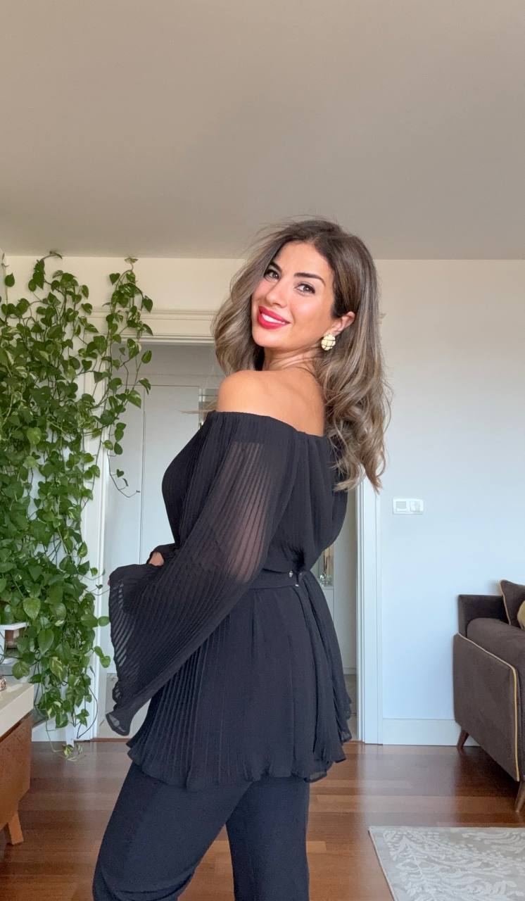 KEMER DETAYLI KOLSUZ PİLİSELİ TAKIM - SİYAH