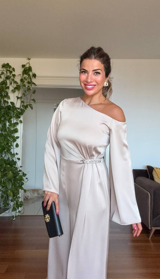 OMUZ DETAYLI TULUM - BEJ