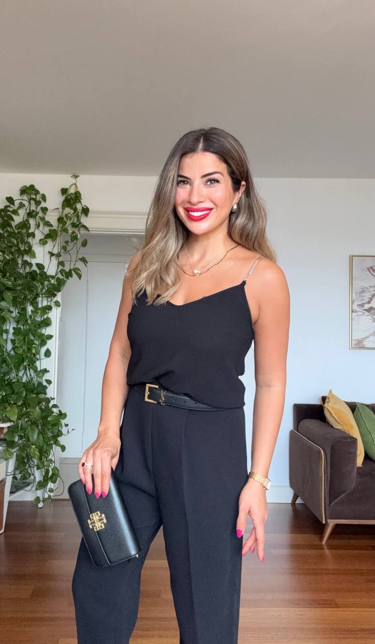ZİNCİR DETAYLI BLUZ - SİYAH
