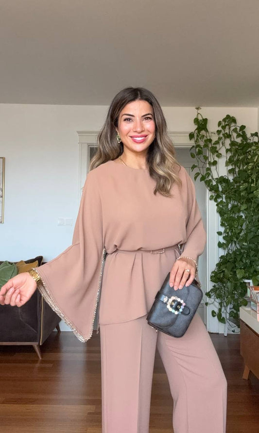 TAŞ İŞLEMELİ BOL PAÇA TAKIM - CAMEL