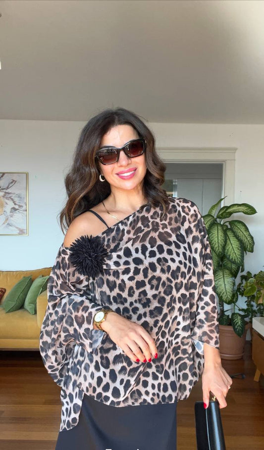 LEOPAR BLUZLU ELBİSE
