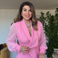 KOLU TÜL DETAYLI TAŞLI TAKIM - PEMBE