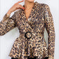 LEOPAR DESEN PUL PAYET PİLELİ TAKIM - SİYAH