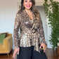 LEOPAR DESEN PUL PAYET PİLELİ TAKIM - SİYAH