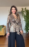 LEOPAR DESEN PUL PAYET PİLELİ TAKIM - SİYAH
