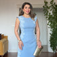 DANTEL DETAYLI  MİDİ ELBİSE- MAVİ