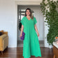 V YAKA OVERSİZE MAXİ ELBİSE - YESİL