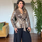 LEOPAR DESEN PUL PAYET PİLELİ TAKIM - SİYAH