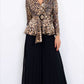 LEOPAR DESEN PUL PAYET PİLELİ TAKIM - SİYAH