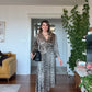 GOLD DÜĞME DETAYLI ELBİSE - LEOPAR