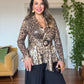 LEOPAR DESEN PUL PAYET PİLELİ TAKIM - SİYAH