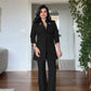 GOLD AKSESUAR DETAYLI UZUN BLAZER TAKIM - SİYAH