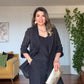 KETEN DOKULU DETAYLI BLAZER TAKIM - SİYAH