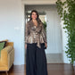 LEOPAR DESEN PUL PAYET PİLELİ TAKIM - SİYAH