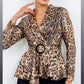 LEOPAR DESEN PUL PAYET PİLELİ TAKIM - SİYAH