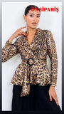 LEOPAR DESEN PUL PAYET PİLELİ TAKIM - SİYAH