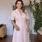 KRUVAZE YAKA DÜĞMELI MİDİ ELBISE – PEMBE