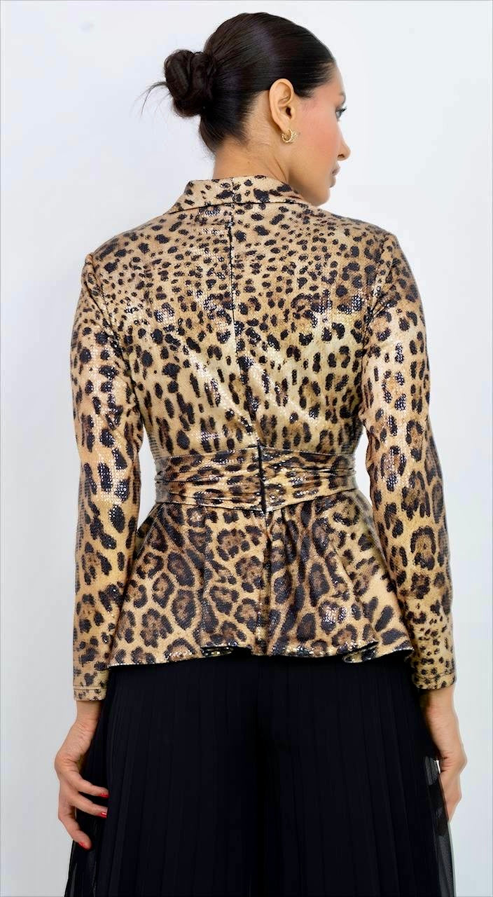 LEOPAR DESEN PUL PAYET PİLELİ TAKIM - SİYAH