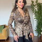LEOPAR DESEN PUL PAYET PİLELİ TAKIM - SİYAH