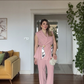 ZİNCİR KEMER DETAYLI YELEKLİ TAKIM - PEMBE