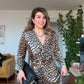 GOLD DÜĞME DETAYLI ELBİSE - LEOPAR