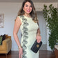 DANTEL DETAYLI  MİDİ ELBİSE- SARI
