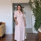 KRUVAZE YAKA DÜĞMELI MİDİ ELBISE – PEMBE