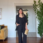 KETEN DOKULU DETAYLI BLAZER TAKIM - SİYAH