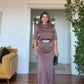 SATEN DRAPE YAKA KEMER DETAYLI MİDİ ELBİSE – MOKA KAHVE