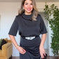 SATEN DRAPE YAKA KEMER DETAYLI MİDİ ELBİSE – SİYAH