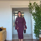 ZARİF  KOL DETAYLI BEL KEMERLİ ELBİSE - MÜRDÜM