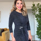 SİMLİ BEL BAĞLAMALI ŞIK MİDİ ELBİSE – Lacivert