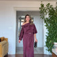 SATEN ASİMETRİK YAKA DRAPE ELBİSE – MÜRDÜM