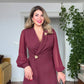 KRUVAZE YAKA CEKET ELBİSE - BORDO