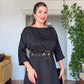 OVERSIZE KEMERLİ MİDİ ELBİSE - SİYAH