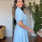 KEMER DETAYLI DÜĞMELI MİDİ GÖMLEK ELBİSE - BEBE MAVİ