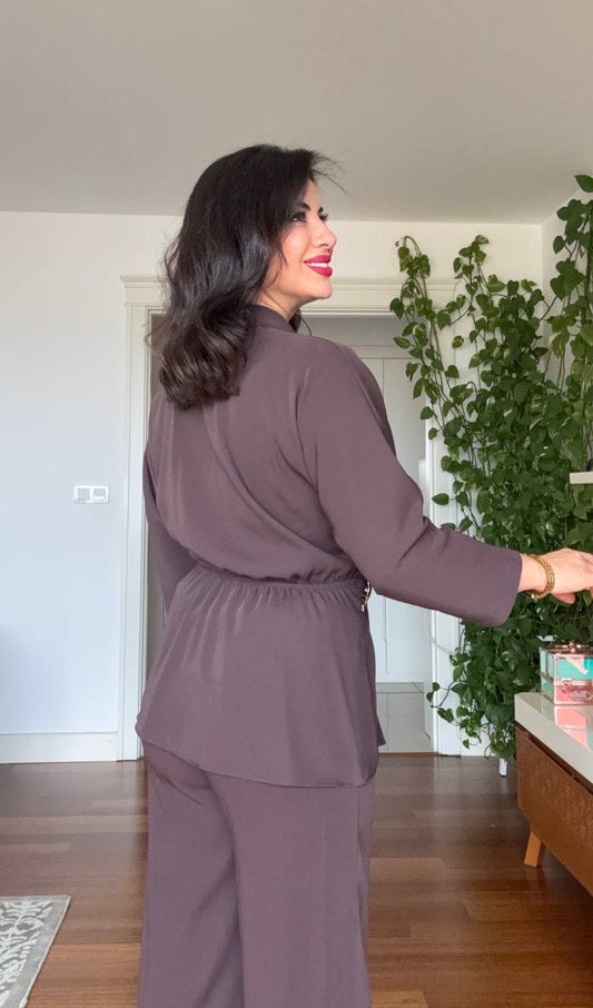 KRUVAZE TOKALΙ BLAZER TAKIM - MOKA KAHVE