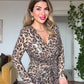 LEOPAR DESEN PAYETLİ KRUVAZE ELBİSE