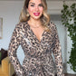 LEOPAR DESEN PAYETLİ KRUVAZE ELBİSE